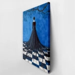 Πινακας σε καμβά WOMAN WITH ROOTED BLACK DRESS RETRO DREAMSCAPE