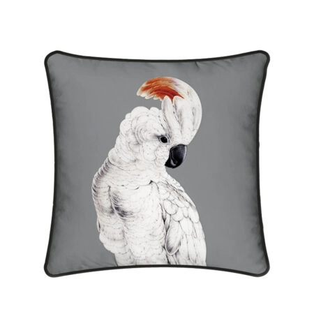 COCKATOO ΔΙΑΚΟΣΜΗΤΙΚΟ ΜΑΞΙΛΑΡΙ 45x45 ΒΕΛΟΥΔΟ ΓΚΡΙ ΛΕΥΚΟ ΜΑΥΡΟ - Διακοσμητικά Μαξιλάρια