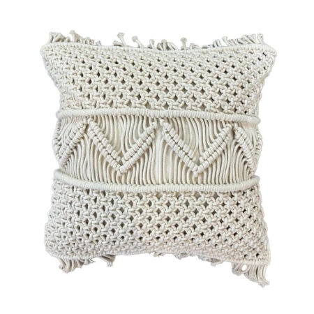 KAIA ΔΙΑΚΟΣΜΗΤΙΚΟ ΜΑΞΙΛΑΡΙ MACRAME 45x45 ΒΑΜΒΑΚΙ IVORY POLYESTER - Διακοσμητικά Μαξιλάρια