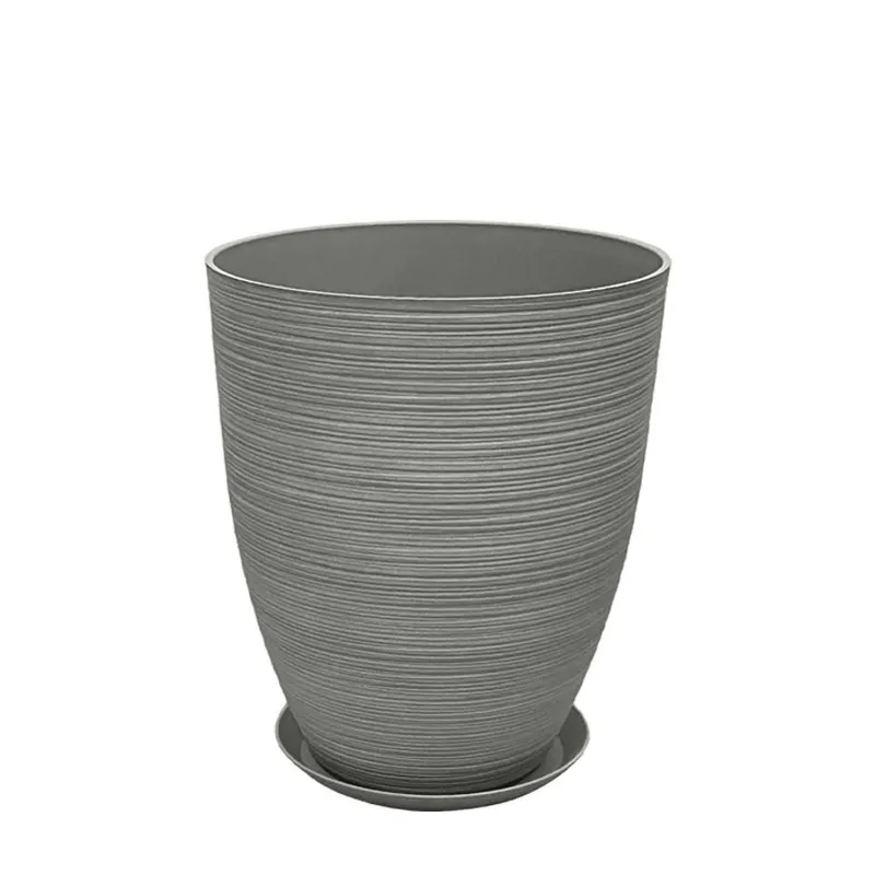 STONE POLYRESIN ΚΑΣΠΩ ΜΕ ΠΙΑΤΟ ΓΚΡΙ ΠΑΛΙΟ ΠΗΛΙΝΟ ΜΕΣΑΙΟ - Φ35x42.5cm
