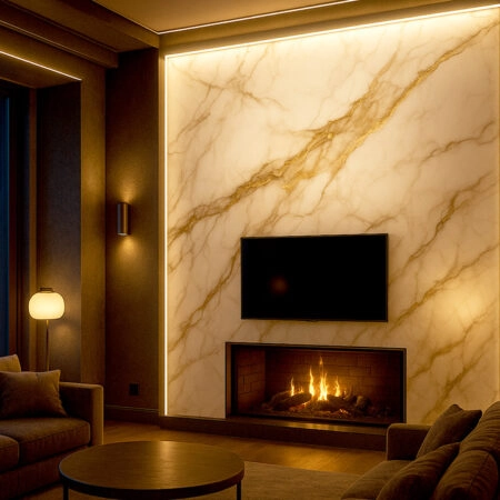 PVC Panel τοιχου 122cm x 280cm x 2,8mm CALACATTA GOLD 104 -  Sticky 3