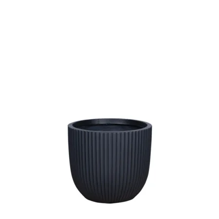 ΚΑΣΠΩ FIBERCLAY SMALL ΜΑΥΡΟ ΣΤΡΟΓΓΥΛΟ ΚΑΘΕΤΕΣ ΡΑΒΔΩΣΕΙΣ - Φ20x25cm - Κασπω