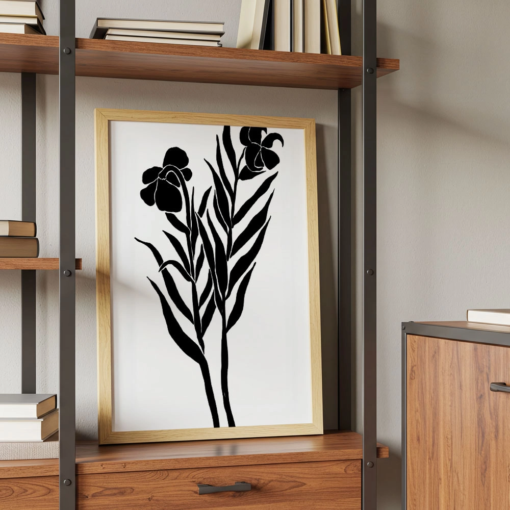 Πόστερ ABSTRACT BLACK AND WHITE FLOWERS