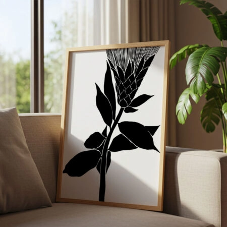 Πόστερ ABSTRACT BLACK AND WHITE FLOWER - Botanical - Λουλούδια