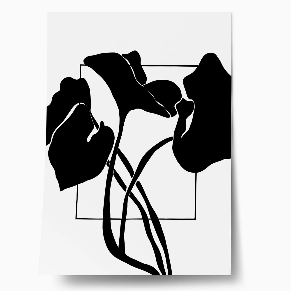 Πόστερ ABSTRACT BLACK AND WHITE LEAVES 2