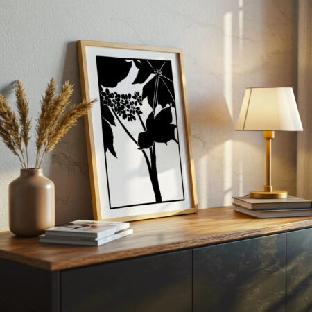 Πόστερ ABSTRACT BLACK AND WHITE LEAVES - Botanical - Λουλούδια