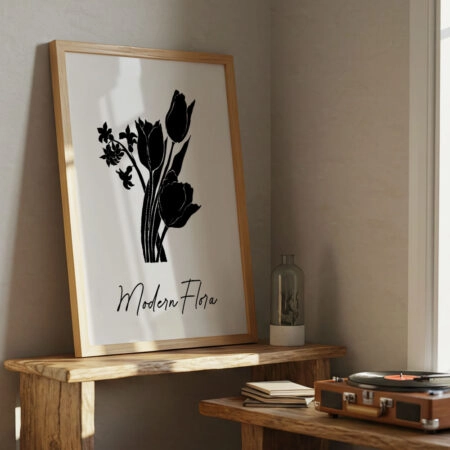 Πόστερ ABSTRACT BLACK AND WHITE MODERN FLORA - Botanical - Λουλούδια