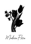 Πόστερ ABSTRACT BLACK AND WHITE MODERN FLORA