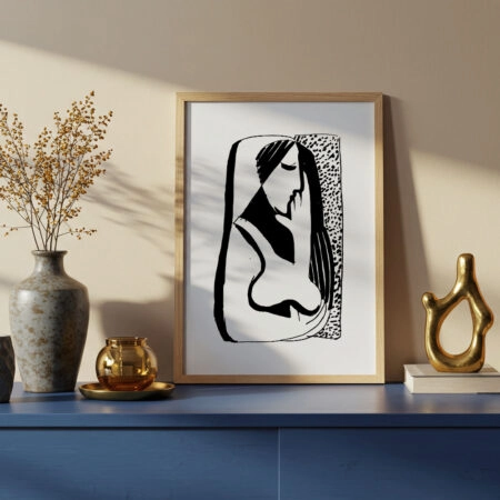 Πόστερ ABSTRACT BLACK AND WHITE WOMAN - Πορτραιτα - Φιγουρες
