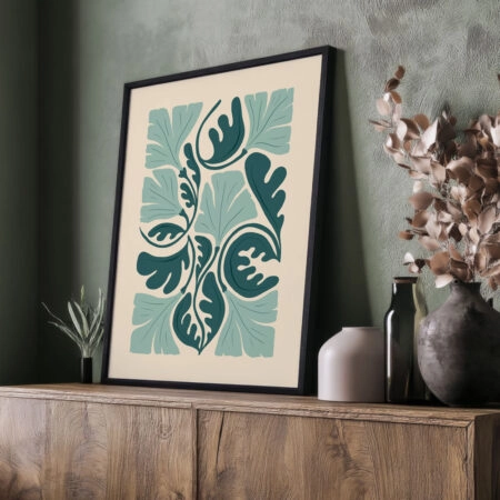 Πόστερ ABSTRACT MINT AND GREEN FLOWERS - Abstract - Αφηρημένα