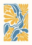 Πόστερ ABSTRACT ORANGE AND BLUE FLOWERS