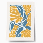 Πόστερ ABSTRACT ORANGE AND BLUE FLOWERS