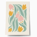 Πόστερ ABSTRACT PINK AND ORANGE FLOWERS