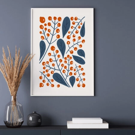 Πόστερ ABSTRACT RED AND BLUE FLOWERS - Botanical - Λουλούδια