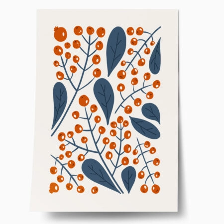 Πόστερ ABSTRACT RED AND BLUE FLOWERS - Botanical - Λουλούδια Sticky 1