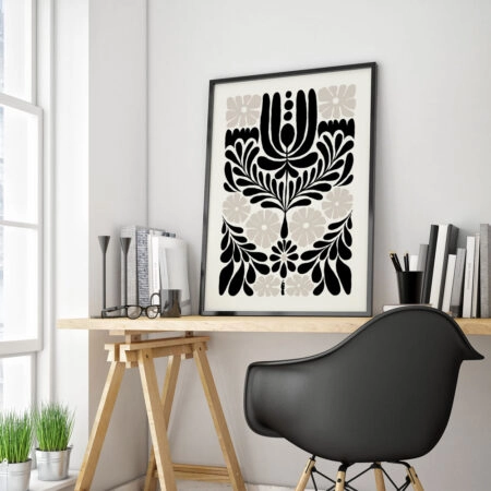 Πόστερ BLACK AND WHITE FLORAL 10 - Abstract - Αφηρημένα