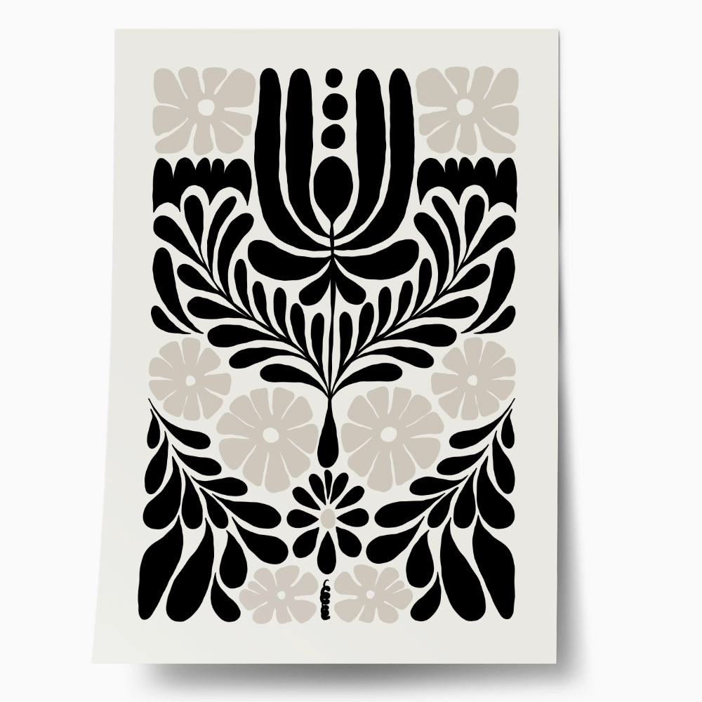 Πόστερ BLACK AND WHITE FLORAL 10