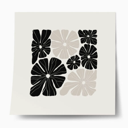 Πόστερ BLACK AND WHITE FLORAL 12 - Abstract - Αφηρημένα Sticky 1