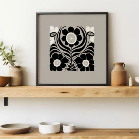 Πόστερ BLACK AND WHITE FLORAL 16 - Abstract - Αφηρημένα