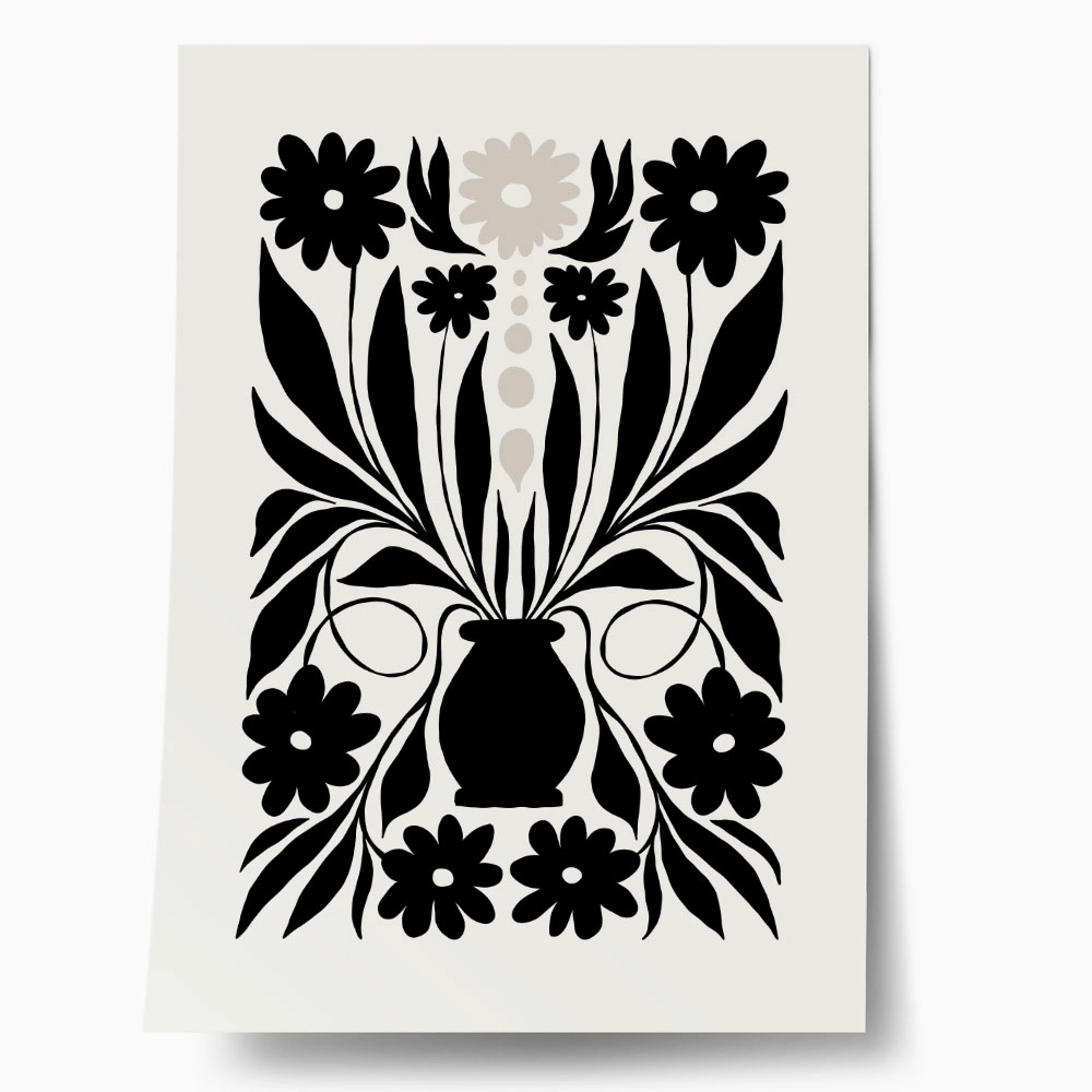 Πόστερ BLACK AND WHITE FLORAL 2