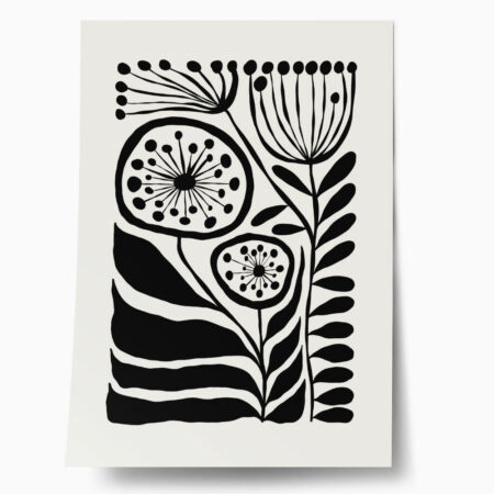 Πόστερ BLACK AND WHITE FLORAL 3 - Botanical - Λουλούδια Sticky 1