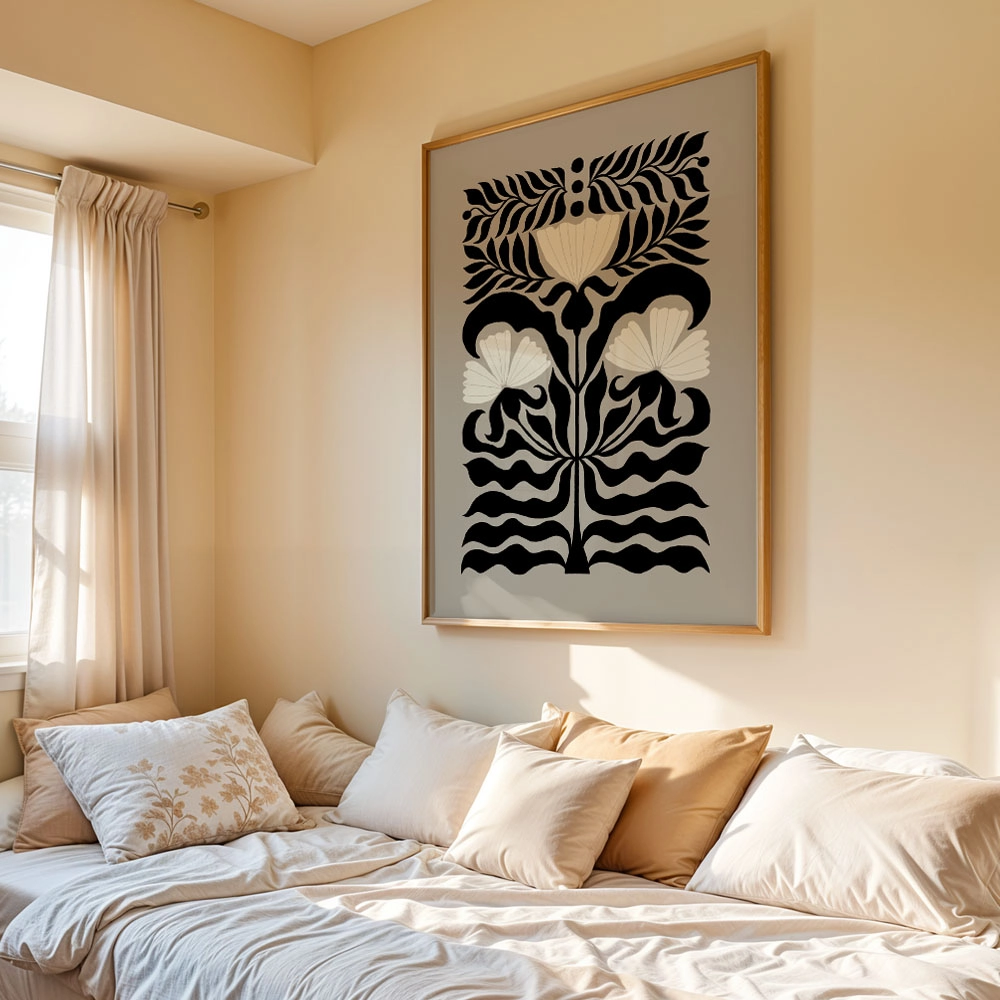 Πόστερ BLACK AND WHITE FLORAL 4
