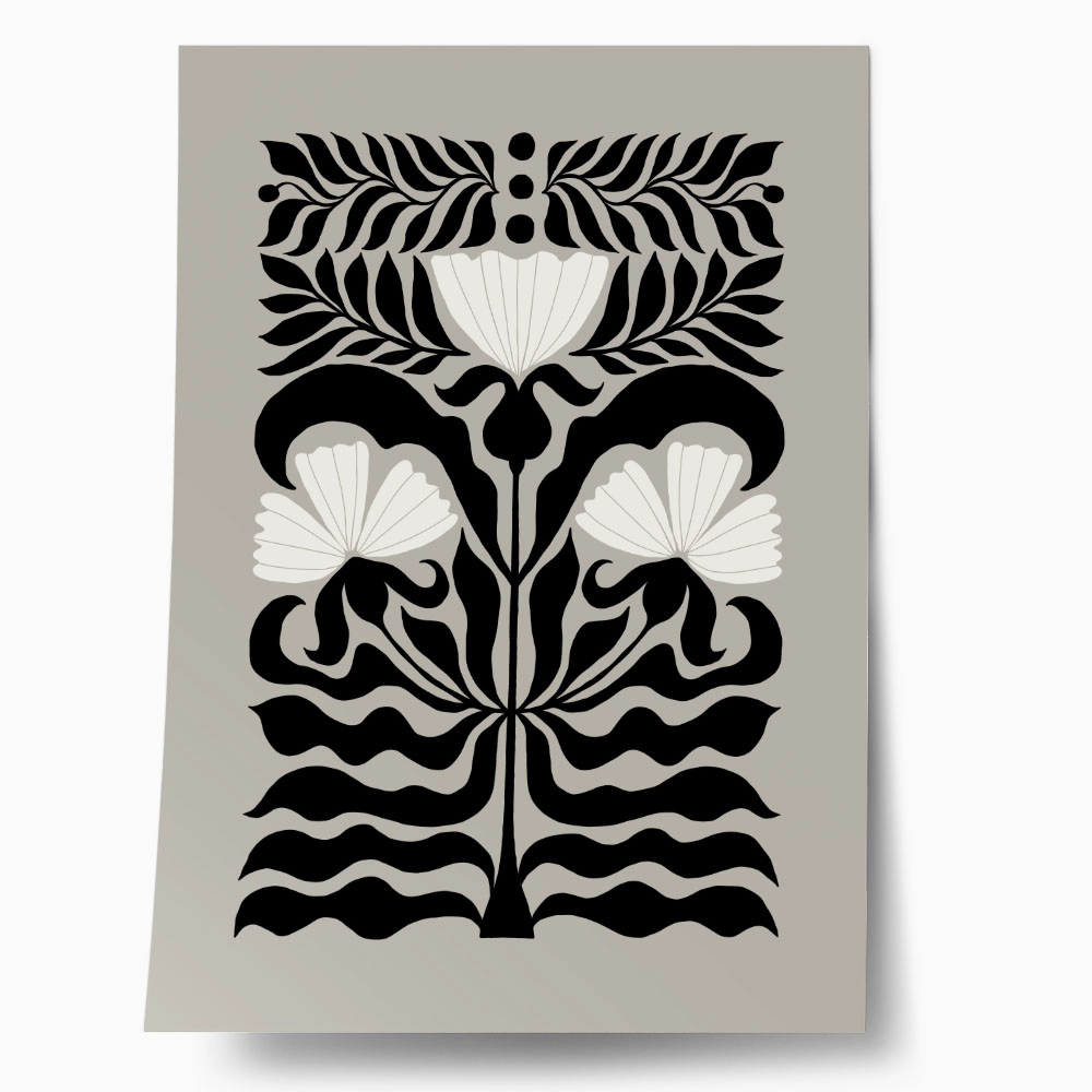 Πόστερ BLACK AND WHITE FLORAL 4