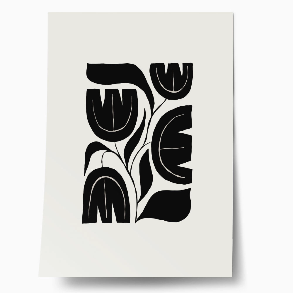 Πόστερ BLACK AND WHITE FLORAL 5