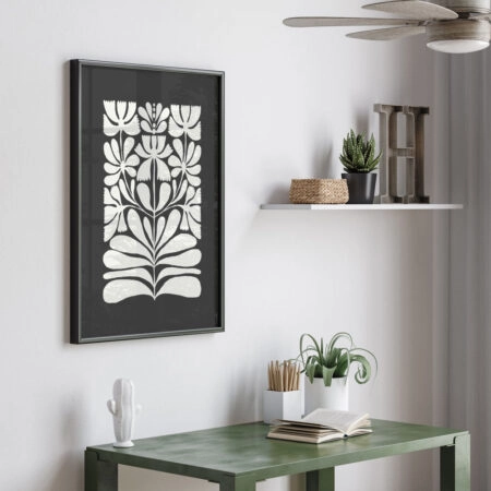 Πόστερ BLACK AND WHITE FLORAL 6 - Abstract - Αφηρημένα