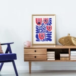 Πόστερ BLUE AND PINK ABSTRACT FLORAL 2
