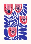 Πόστερ BLUE AND PINK ABSTRACT FLORAL 2