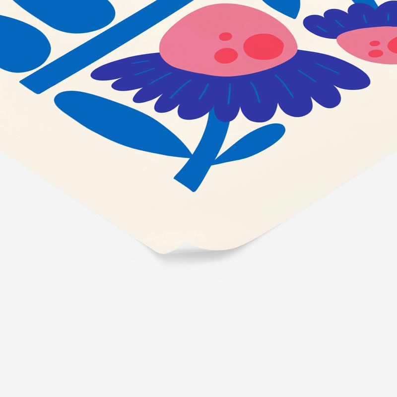 Πόστερ BLUE AND PINK ABSTRACT FLORAL