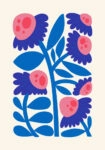 Πόστερ BLUE AND PINK ABSTRACT FLORAL