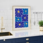 Πόστερ BLUE AND YELLOW ABSTRACT FLORAL
