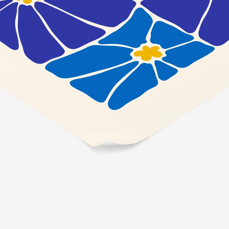 Πόστερ BLUE AND YELLOW ABSTRACT FLORAL