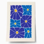 Πόστερ BLUE AND YELLOW ABSTRACT FLORAL