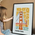 Πόστερ FLORAL TRAVEL GOLDEN GATE
