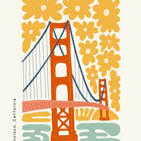 Πόστερ FLORAL TRAVEL GOLDEN GATE - Πολεις - Χαρτες Sticky 3