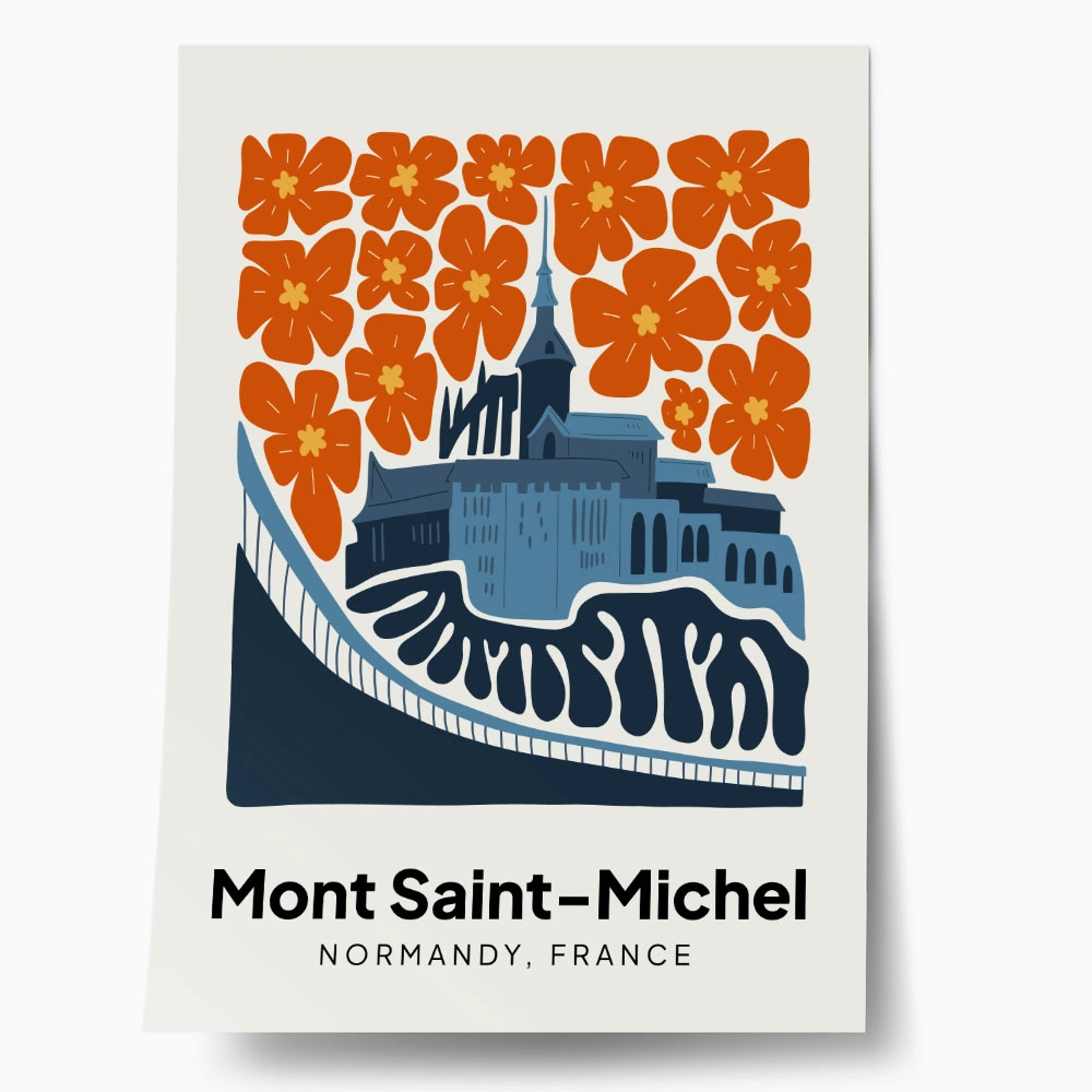 Πόστερ FLORAL TRAVEL MONT SAINT-MICHEL FRANCE