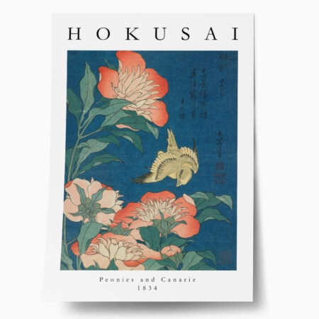 Πόστερ HOKUSAI - PEONIES AND CANARY - Διασημοι Ζωγραφοι Sticky 1