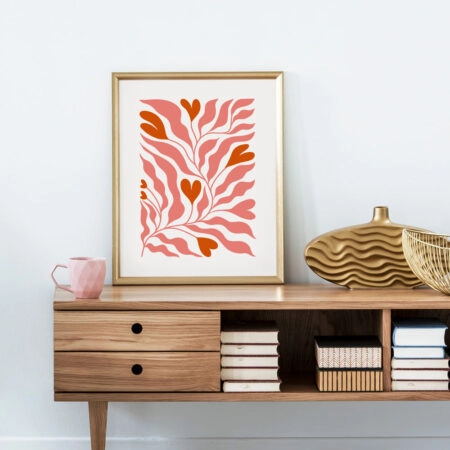 Πόστερ LOVE FLORAL RED AND PINK - Abstract - Αφηρημένα