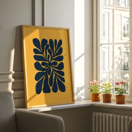 Πόστερ MATISSE STYLE FLORAL BLUE AND ORANGE - Abstract - Αφηρημένα