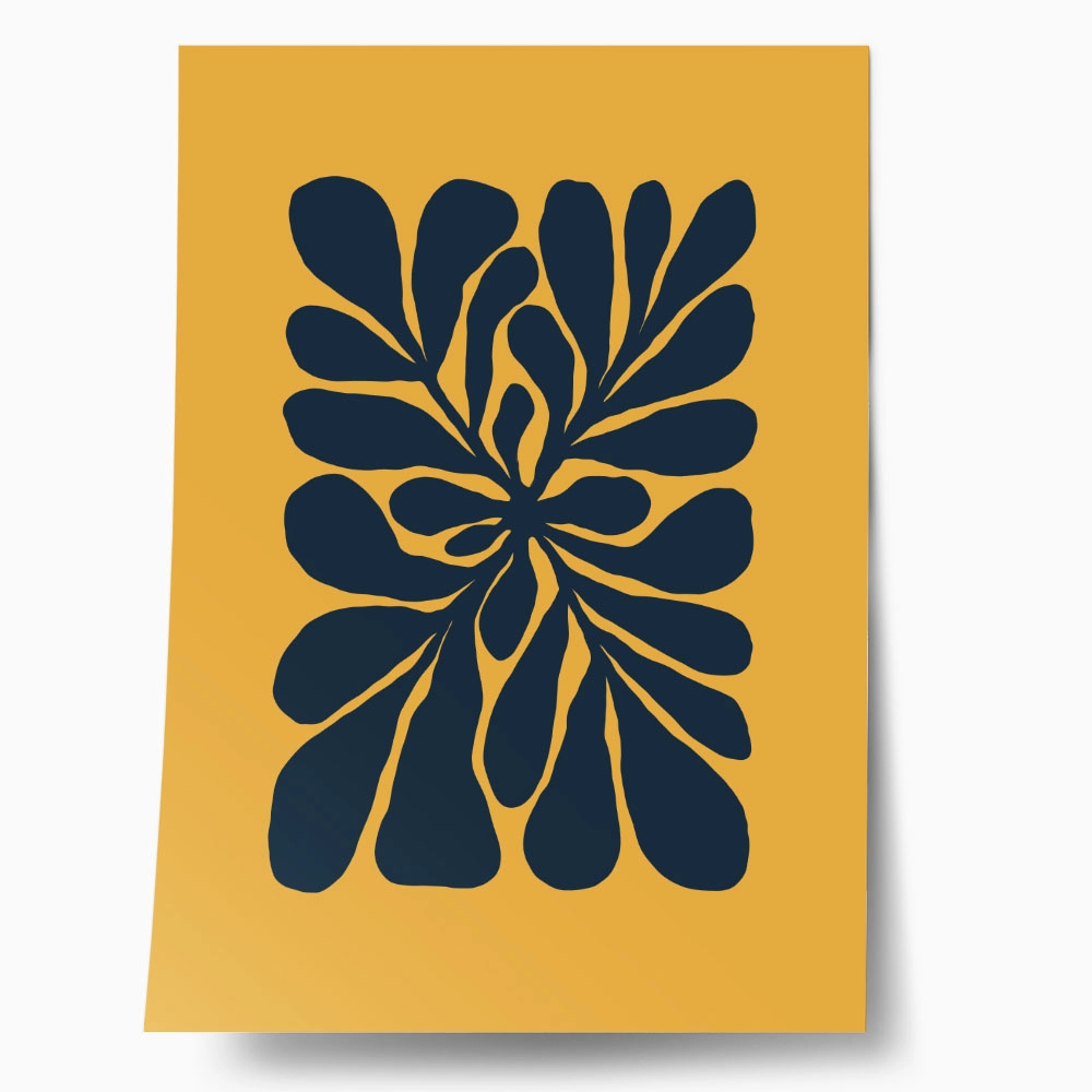 Πόστερ MATISSE STYLE FLORAL BLUE AND ORANGE