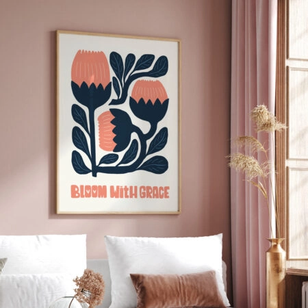 Πόστερ MATISSE STYLE FLORAL BLOOM WITH GRACE - Φρασεις - Κείμενο