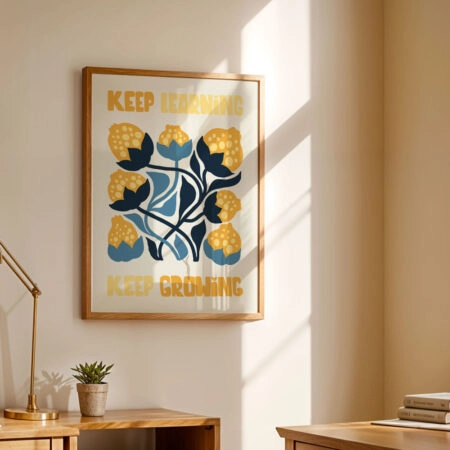 Πόστερ MATISSE STYLE FLORAL KEEP LEARNING KEEP GROWING - Φρασεις - Κείμενο
