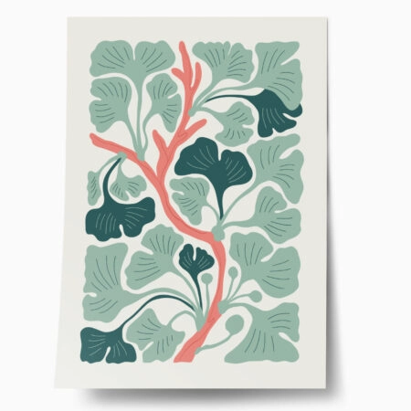 Πόστερ MATISSE STYLE FLORAL MINT AND PINK - Botanical - Λουλούδια Sticky 1