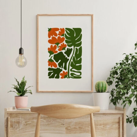 Πόστερ MATISSE STYLE FLORAL RED AND GREEN - Botanical - Λουλούδια