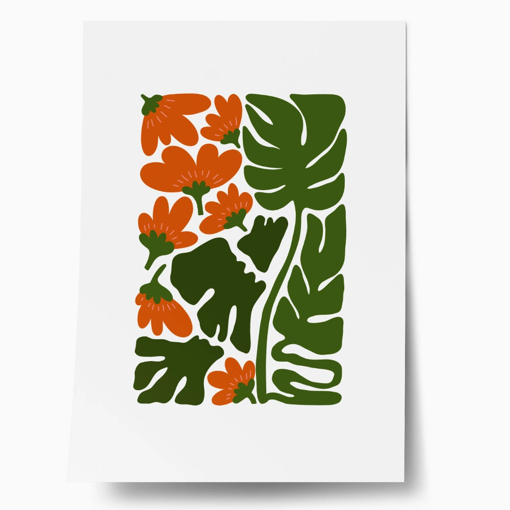 Πόστερ MATISSE STYLE FLORAL RED AND GREEN
