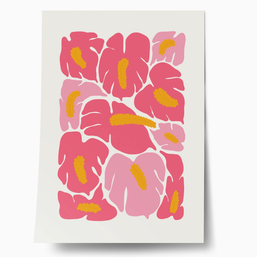 Πόστερ MATISSE STYLE PINK TROPICAL FLOWERS
