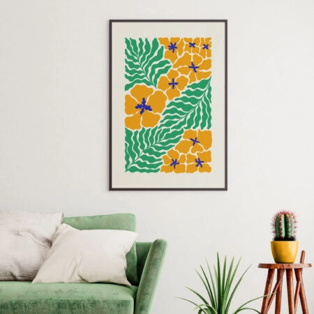 Πόστερ MATISSE STYLE TROPICAL ORANGE AND GREEN FLOWERS - Abstract - Αφηρημένα